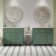 72'' Bathroom Vanity Set with Ceramic Sink (Separate), Modern Freestanding Single Bathroom Cabinet with Drawers & Cabinets,Storage Cabinet for Bathroom, Solid Wood Frame Vanity Set, Green