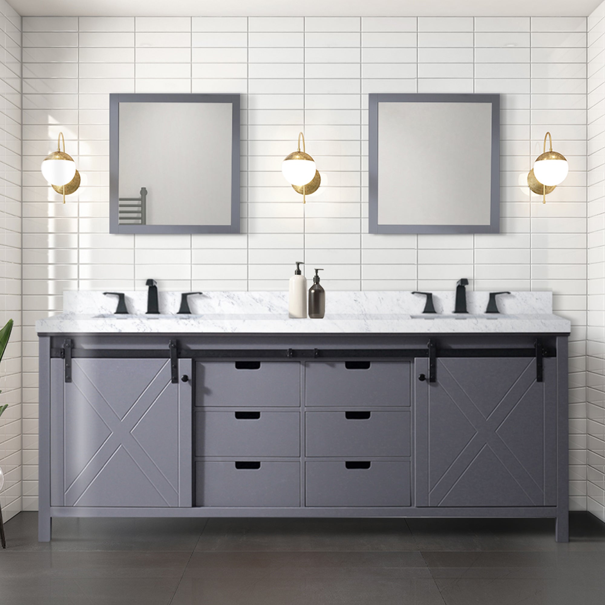 Dark Grey Double Bath Vanity 84 in. W x 22 in. D