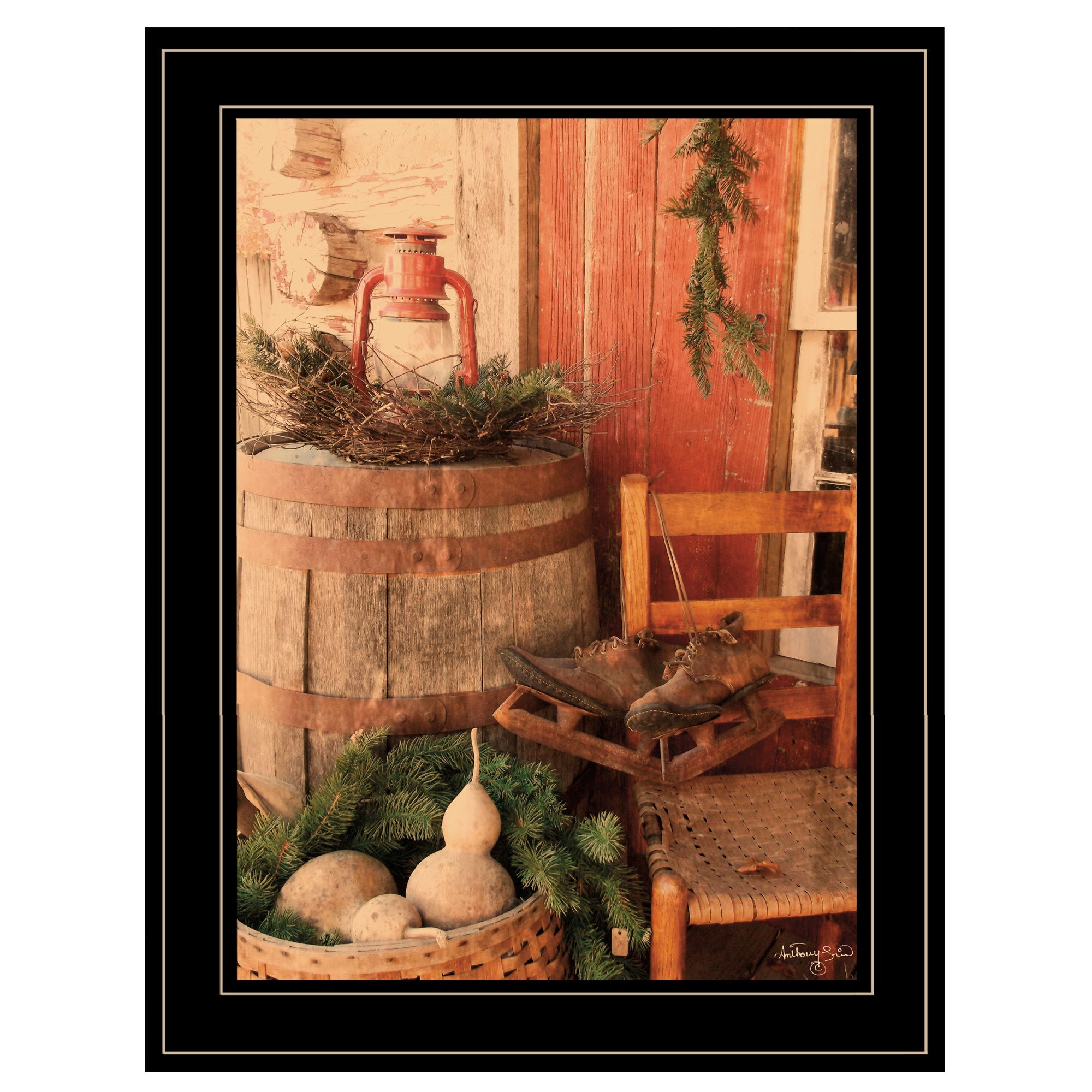 'Vintage Skates' by Anthony Smith, Ready to Hang Framed Print, Black Frame