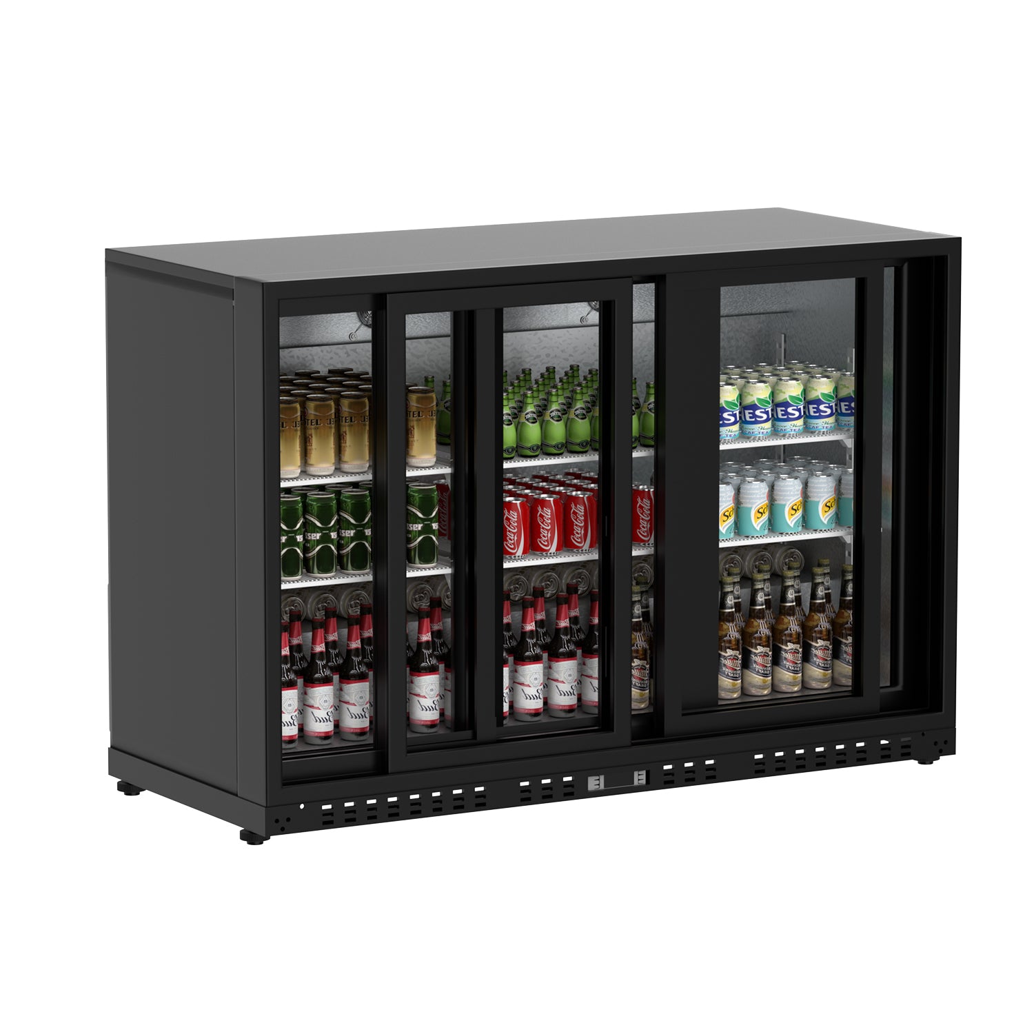 11.4 Cu.Ft Back Bar Cooler 53.2'W Beverage Refrigerator, 3 Low-E Glass Sliding Doors, Counter Height Bar Fridge,Commercial Display Refrigerator, Anti-Fog, LED Light for Beer, Wine,Soft Drinks