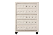 Sophia Modern Style Crystal Tufted Upholstery 5-Drawer Chest finished with Velvet Fabric made with Wood in Cream same as B009136651 (G is CA inventory)