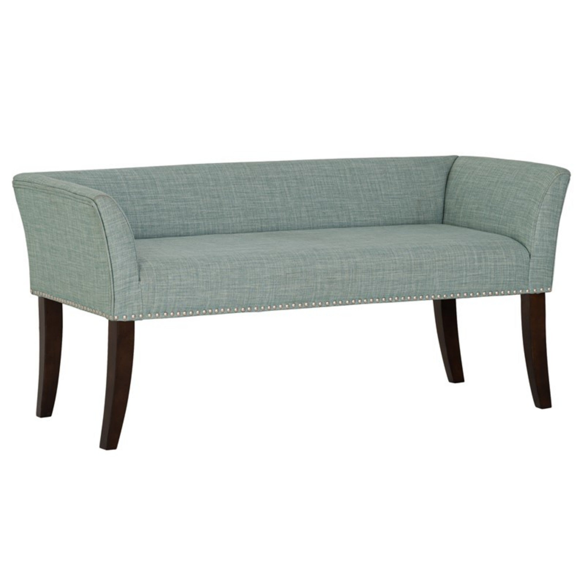 Welburn Upholstered Bench Teal Solid Wood Frame Elegant Design