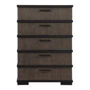 Two-Tone Brown Black Finish Drawers Chest 1pc Modern Industrial Design Bedroom Furniture