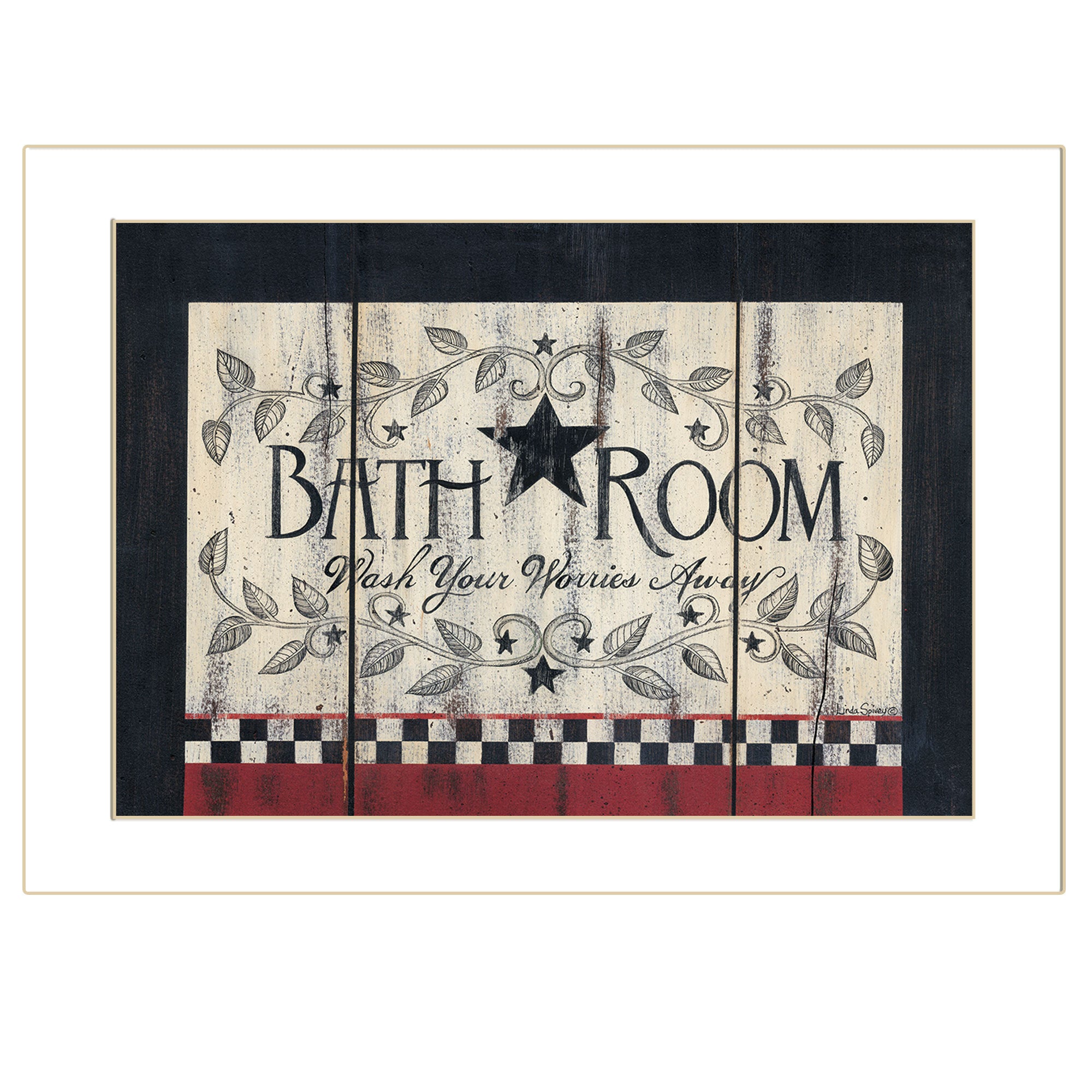 'Bathroom' by Linda Spivey, Ready to Hang Framed Print, White Frame