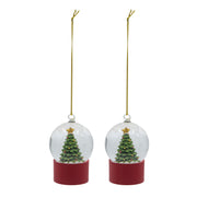 1.8x1.8x2.8'H Resin/Glass Water Globe W/Tree Red Base, 2 Pack