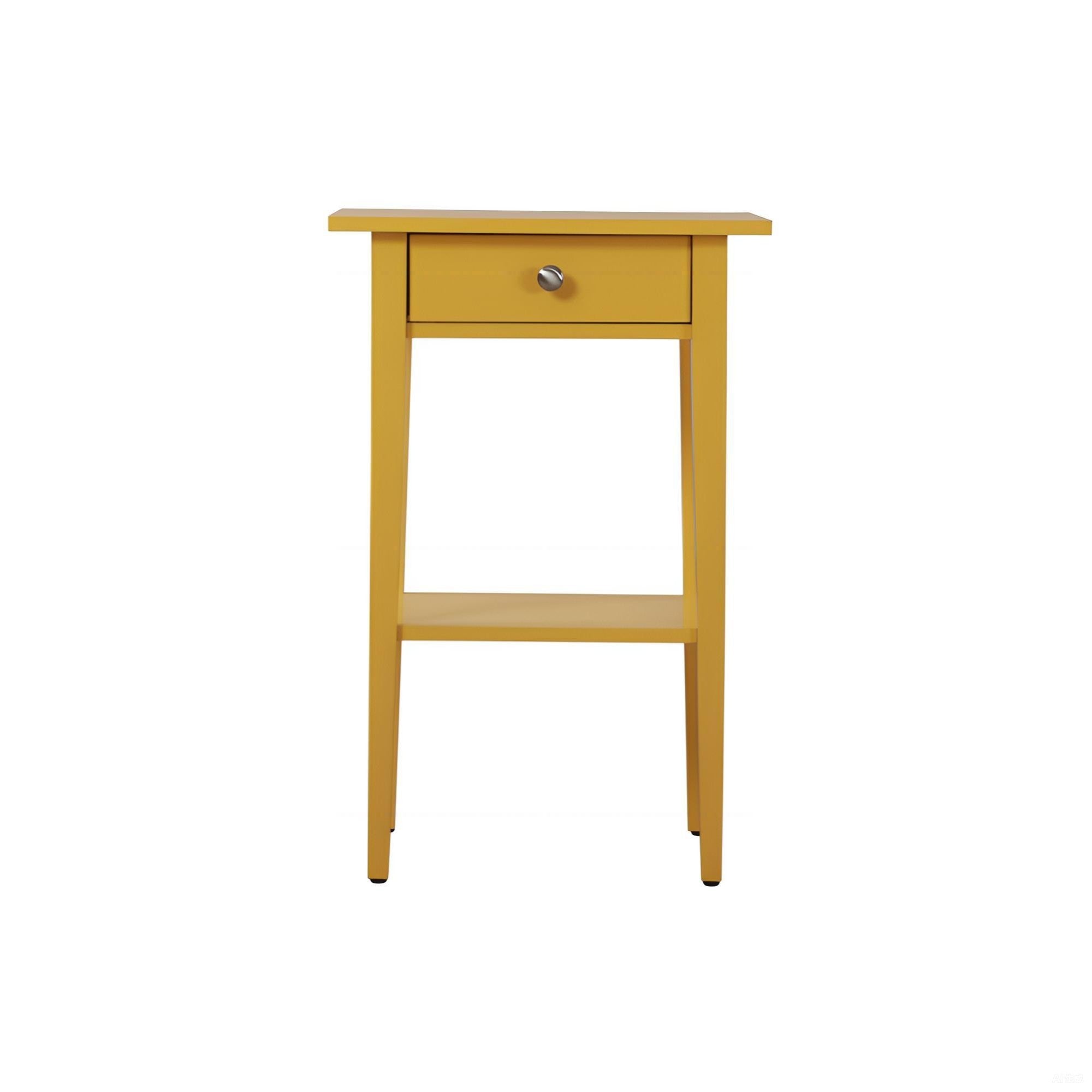 Modern Contemporary Yellow Nightstand with Storage Drawer in Durable Particle Board, 28-inch Height
