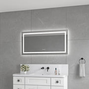 48' x 24' LED Bathroom Mirror with Front and Backlight, Wall Mounted Vanity Mirror with Aluminum Frame, Anti-Fog, Memory, 3 Colors, Stepless Dimmable