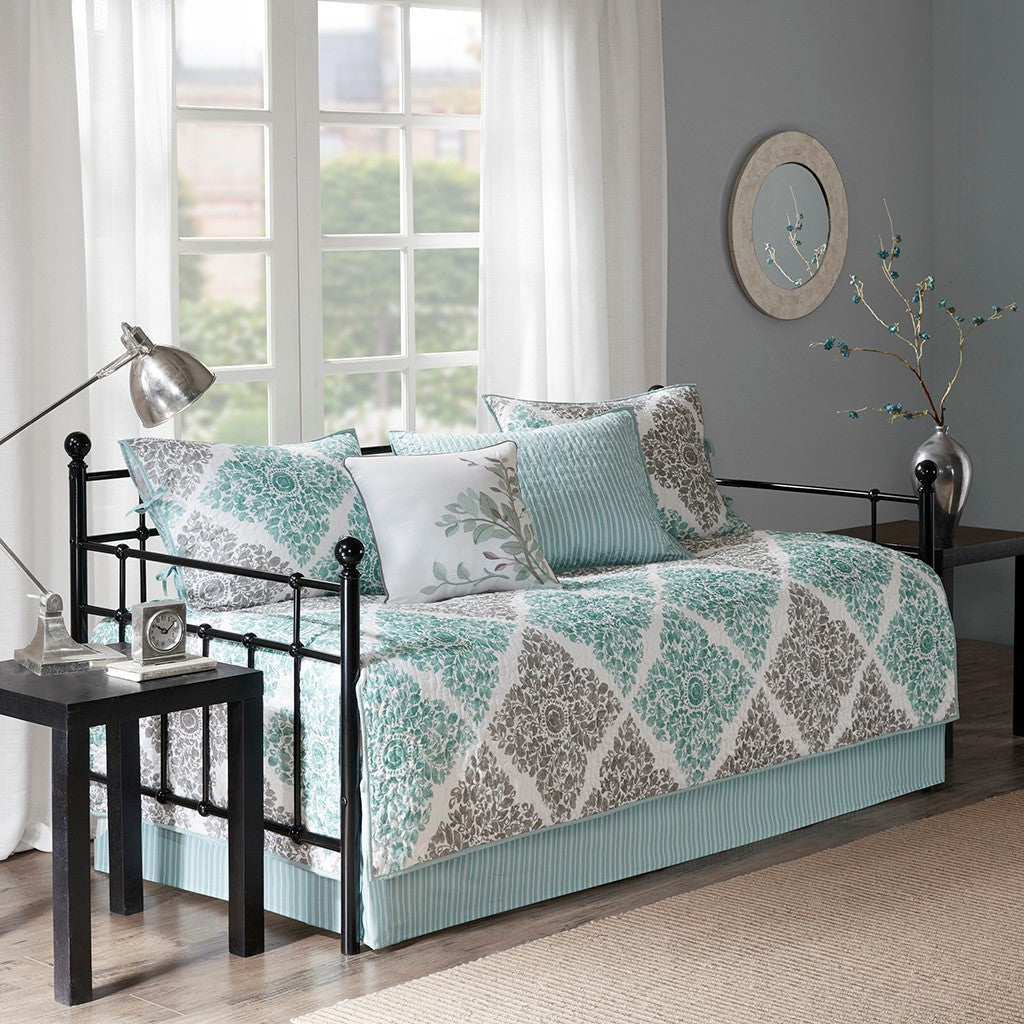 6 Piece Reversible Daybed Cover Set Aqua Daybed