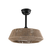 19' Bedroom Fan Light with Rope Suspension with 4 Bulbs, Dimmable, 7 Dlades, Reversible DC Motor