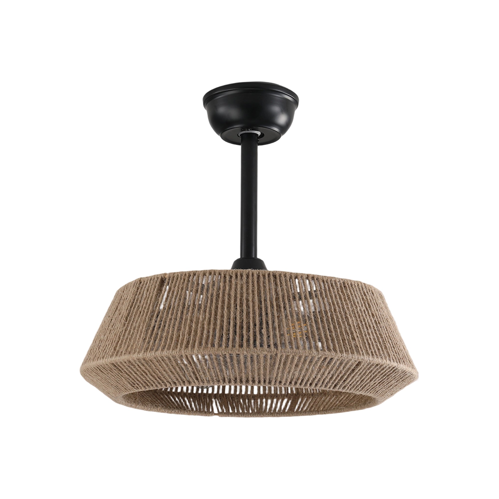 19' Bedroom Fan Light with Rope Suspension with 4 Bulbs, Dimmable, 7 Dlades, Reversible DC Motor