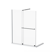 Frameless Shower Door Single Sliding 60x72, Clear Tempered Glass, Chrome Finish, Adjustable Zinc Roller Rail