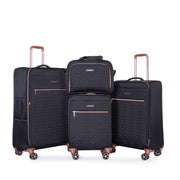 Lightweight Durable Black 4-Piece Softshell Suitcase Spinner Wheels Terylene Luggage Set