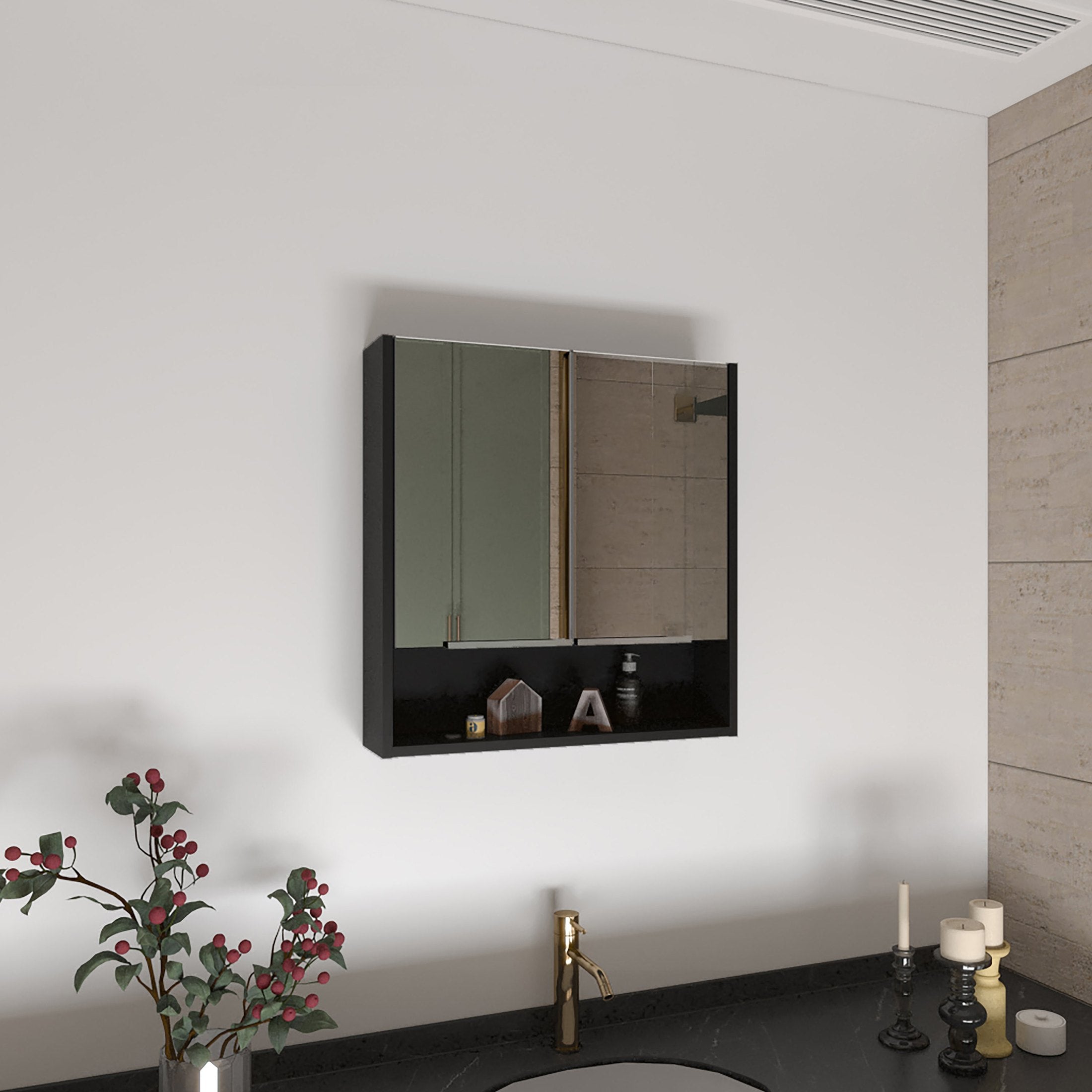 Ozark 24' Medicine Cabinet With Mirror, One Shelf