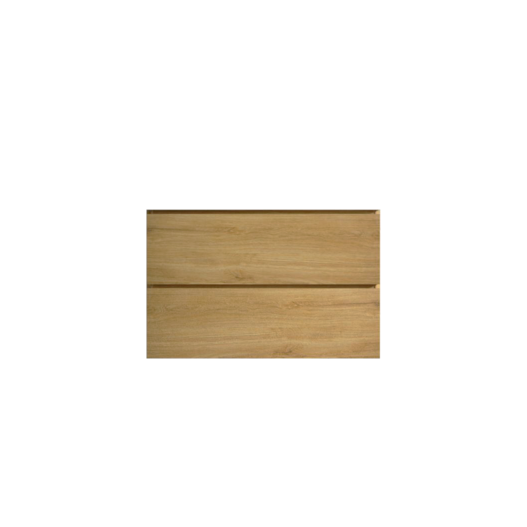 Wall mount cabinet WITHOUT basin, Natural oak color, with two drawers,KD