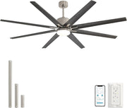 76 inch Smart App Controlled DC Motor Ceiling Fan with Light, Dimmable 3-Color LED, 6-Speed, Reversible, Remote, Timer, for Large Room
