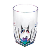 Rainbow Diamond Acrylic Glasses Drinking Set of 4 Hi Ball 17oz, BPA Free Plastic Cocktail Glasses, Clear