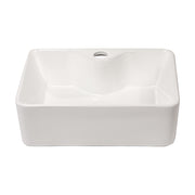 Modern White Ceramic Rectangular Vessel Bathroom Sink 16'x12' with Sleek Design