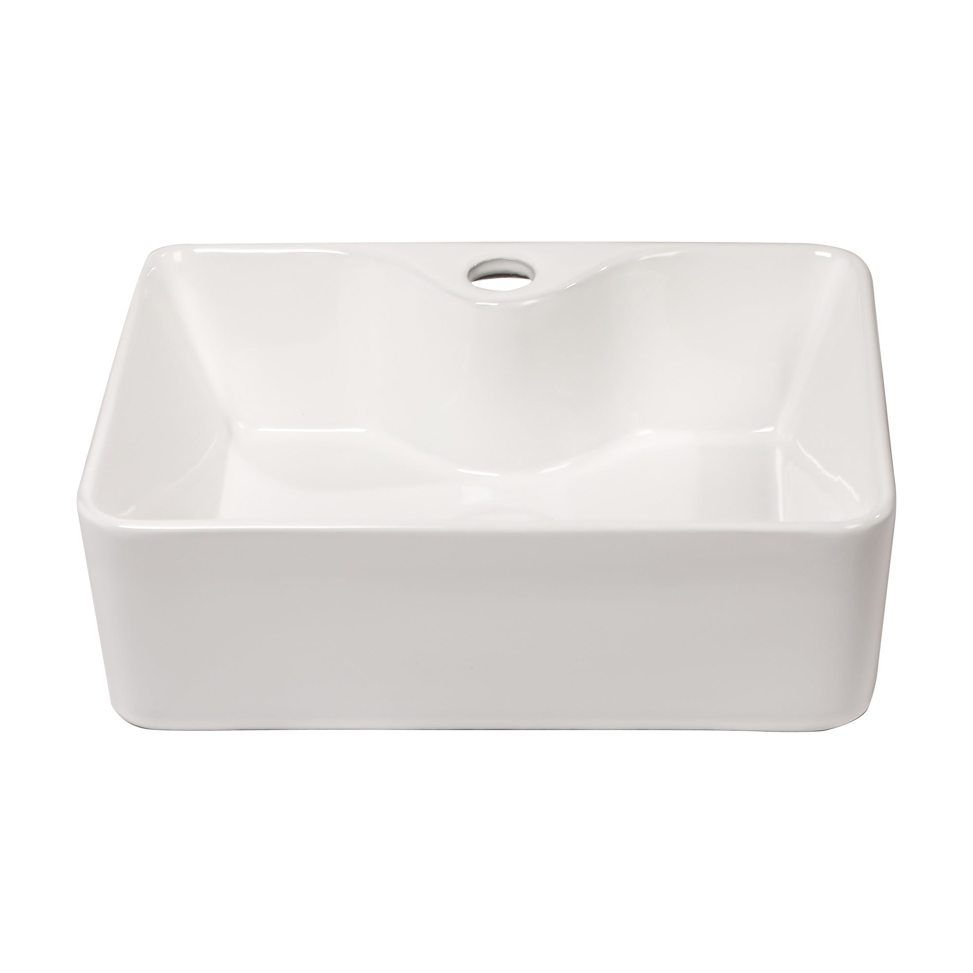 Modern White Ceramic Rectangular Vessel Bathroom Sink 16'x12' with Sleek Design