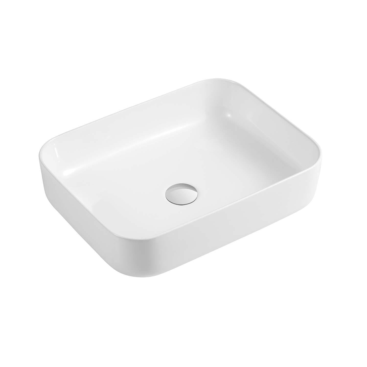 DAX  Ceramic Rectangle Bathroom Vessel Basin White Glossy - (20' x 16.5')
