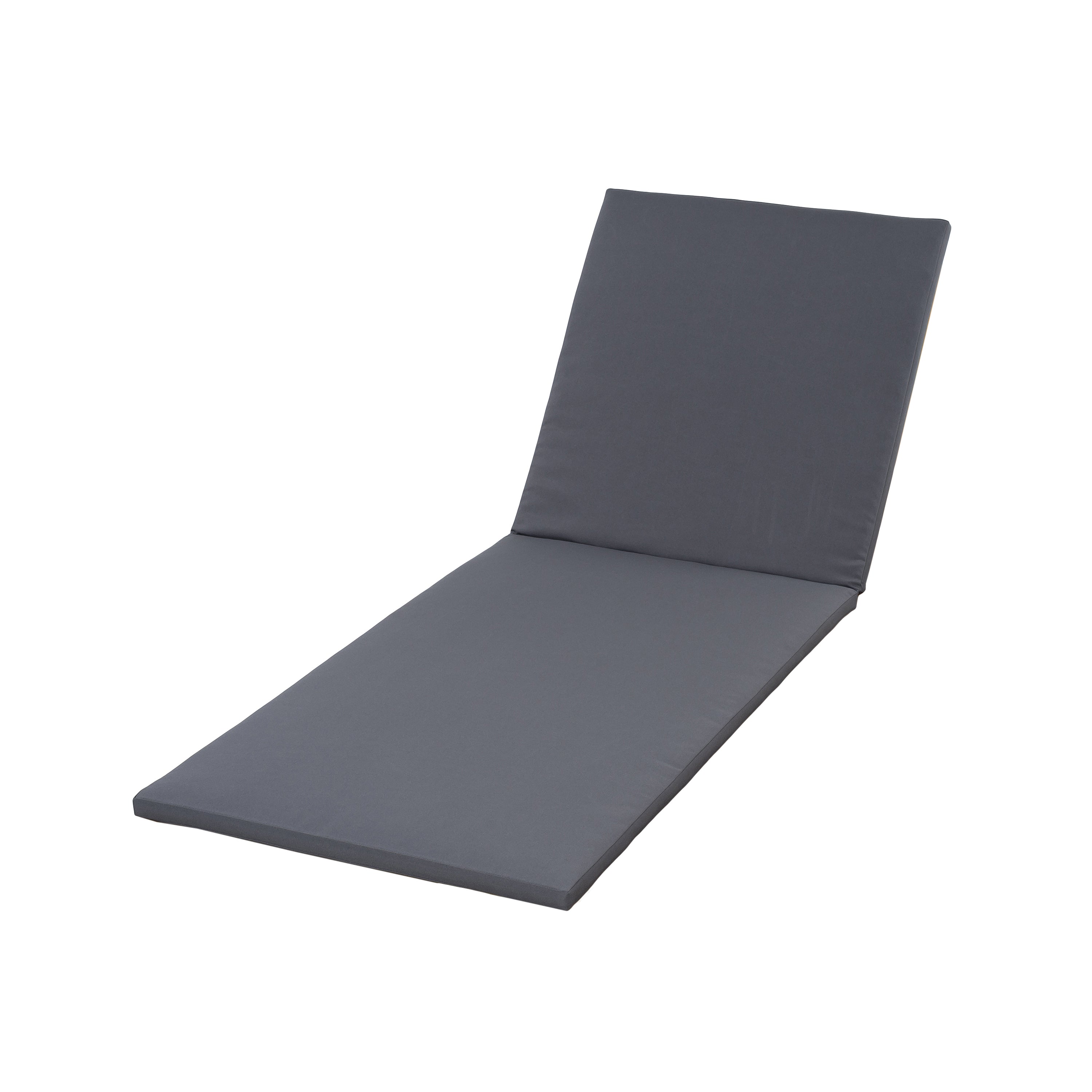 2' THICK CHAISE LOUNGE CUSHION IN DARK GREY - WATERPROOF FOLDABLE 2-SECTION DESIGN-FOR POOLSIDE, PATIO & GARDEN