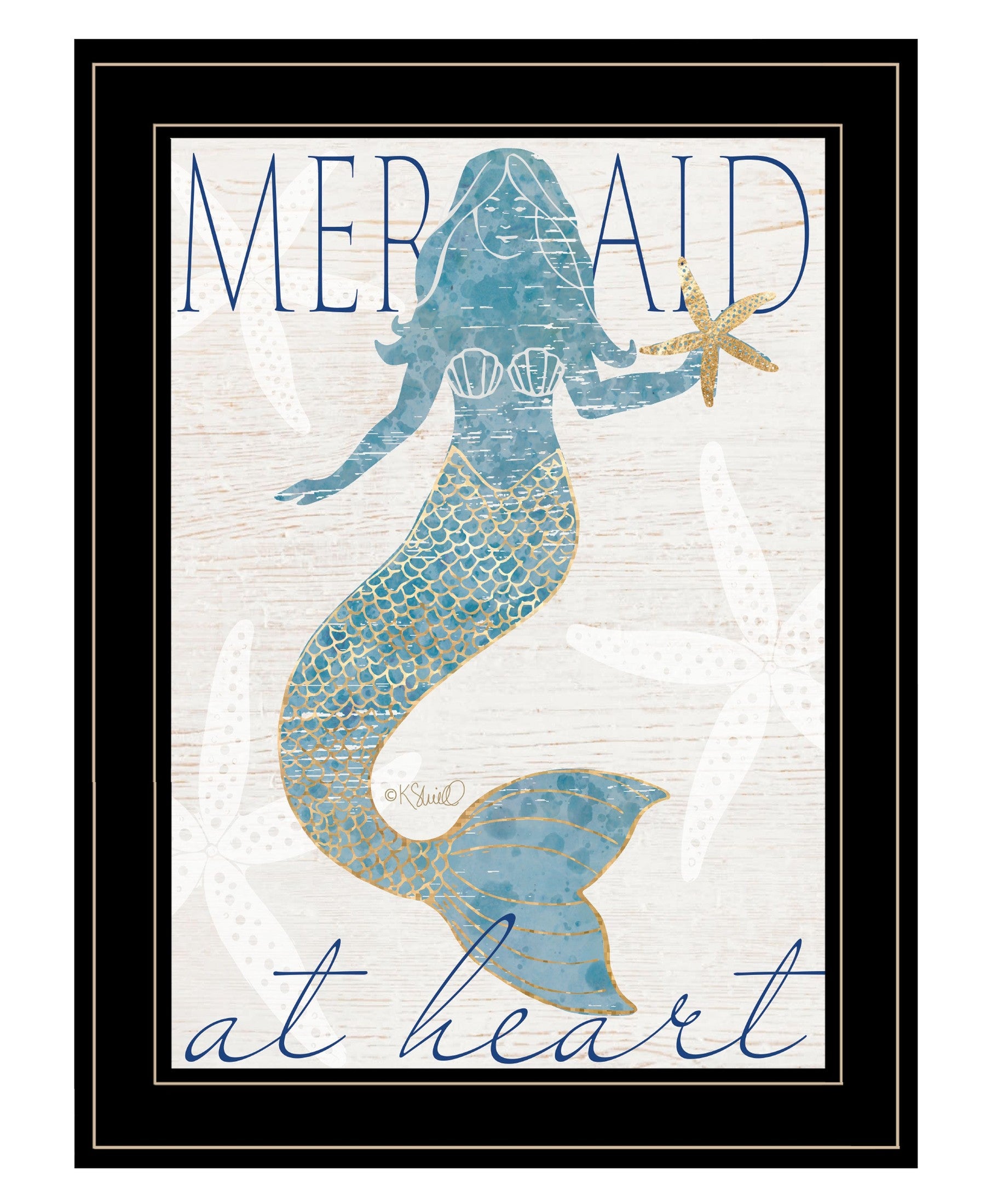 'Mermaid at Heart' by Kate Sherrill, Ready to Hang Framed Print, Black Frame