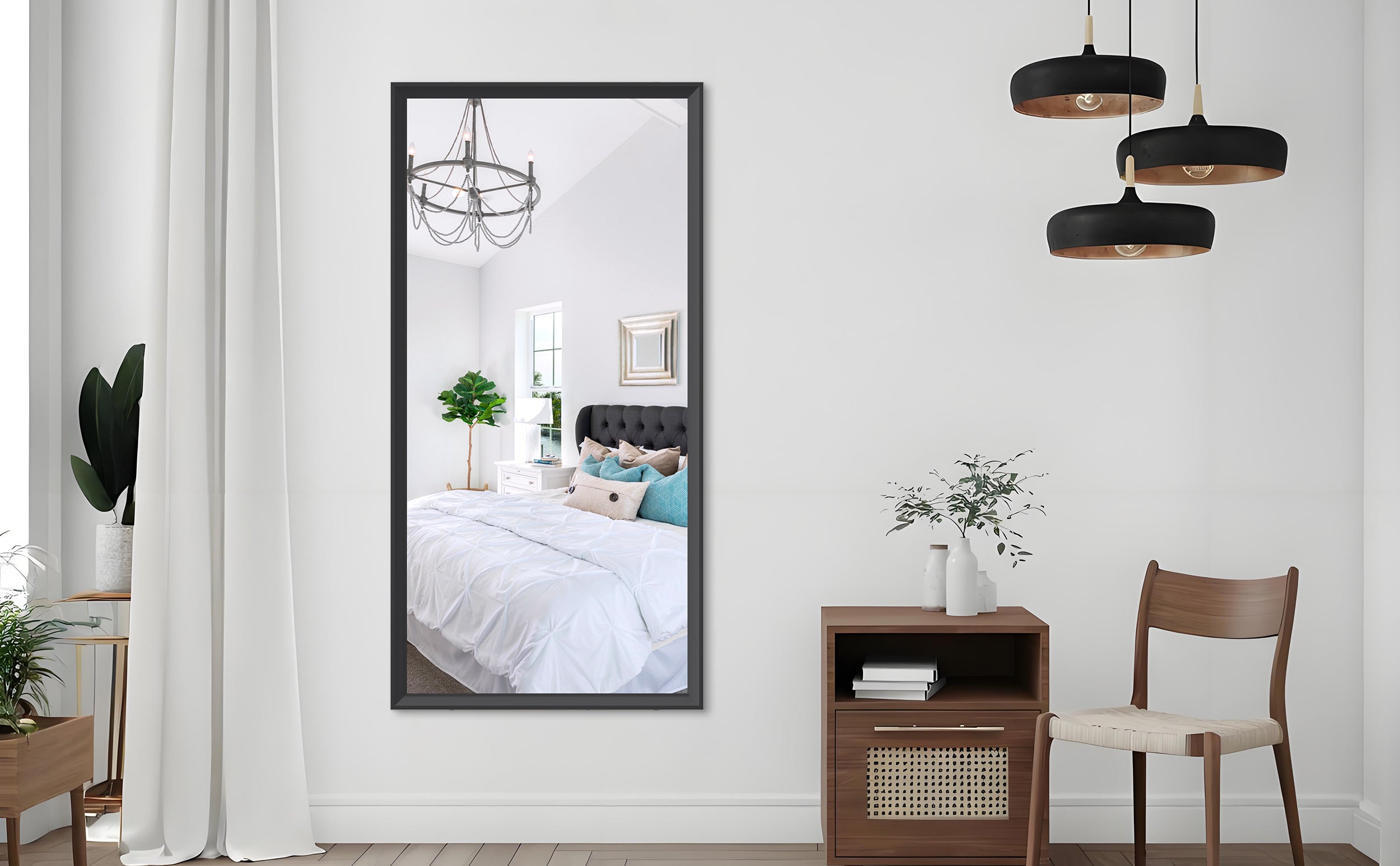 60'x30' Oversized Modern Rectangle Bathroom Mirror with Balck Frame Decorative Large Wall Mirrors for Bathroom Living Room Bedroom Vertical or Horizontal Wall Mounted mirror with Aluminum Frame