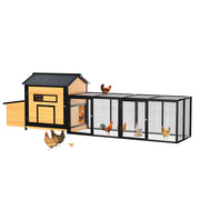118' Large Wooden Chicken Coop Outdoor Hen House with Nesting Box, Leak-Proof Pull-Out Tray, Asphalt Roof & Free-Range Doors – Secure Poultry Cage for Backyard Farm Use