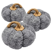 Set of 3, 8.3x8.3x5.5' Gray Pumpkin, Pumpkin Ornament Decor for Holiday Harvest Festival Fall Festival & Thanksgiving