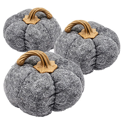 Set of 3, 8.3x8.3x5.5' Gray Pumpkin, Pumpkin Ornament Decor for Holiday Harvest Festival Fall Festival & Thanksgiving