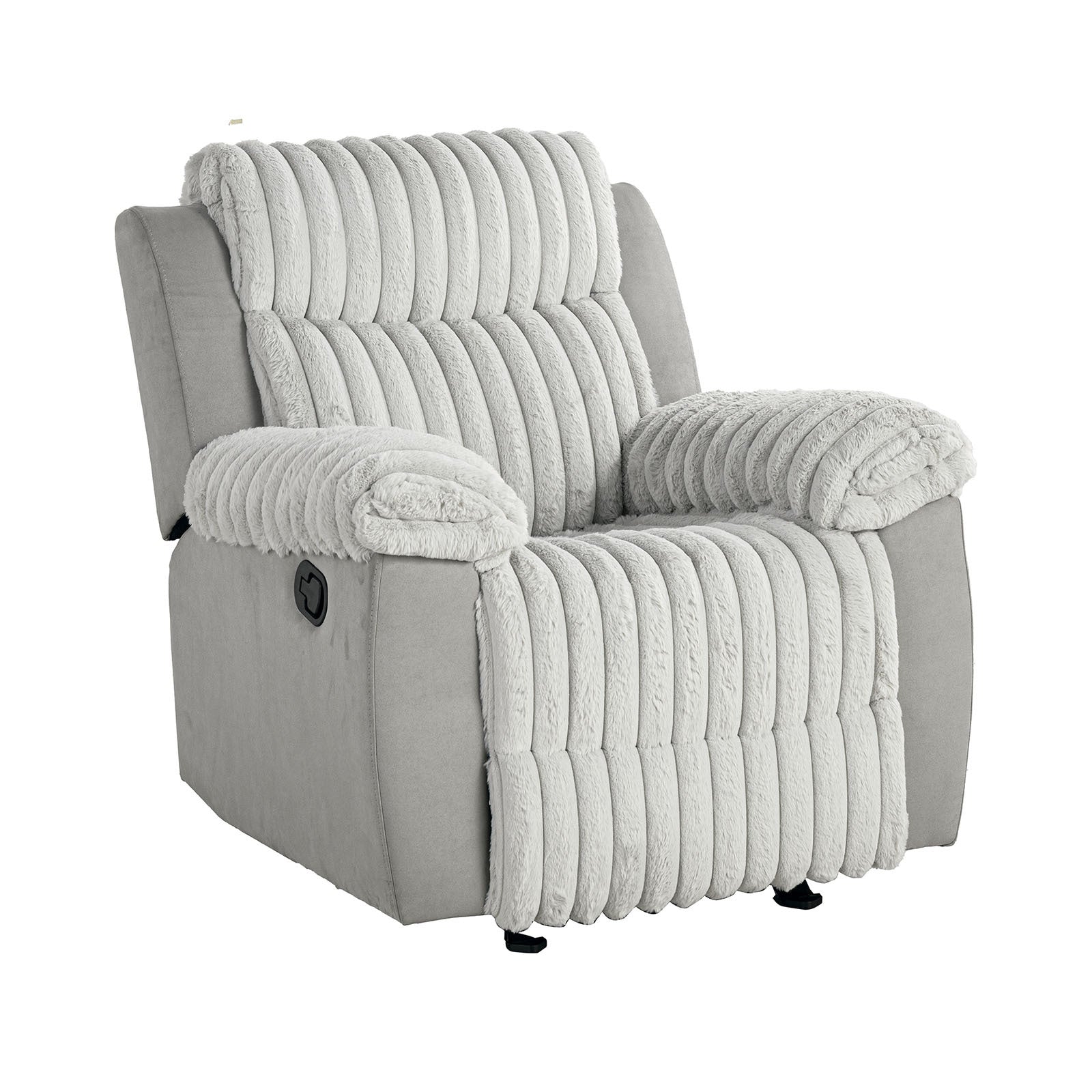 Transitional Style Manual Glider Recliner Two Tone Design Gray Finish Primary Living Room