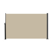 Retractable Side Awning, 118 x 63 in, Waterproof and UV-Resistant, Privacy Screen for Patio, Balcony, Garden, Beige Polyester with Dark Grey Frame