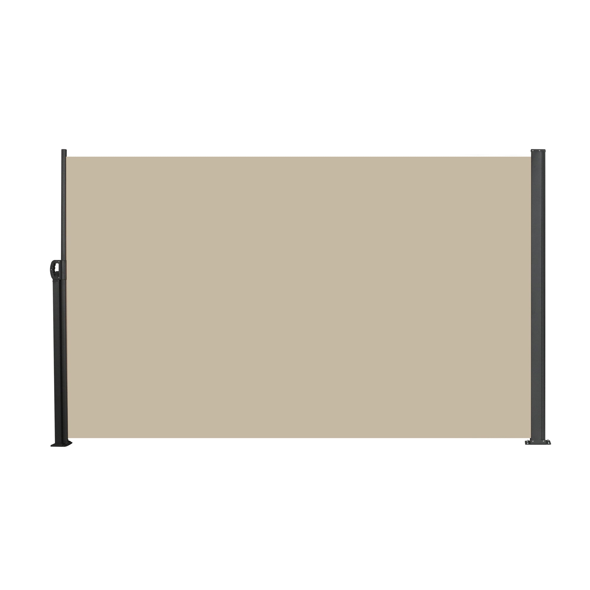 Retractable Side Awning, 118 x 63 in, Waterproof and UV-Resistant, Privacy Screen for Patio, Balcony, Garden, Beige Polyester with Dark Grey Frame