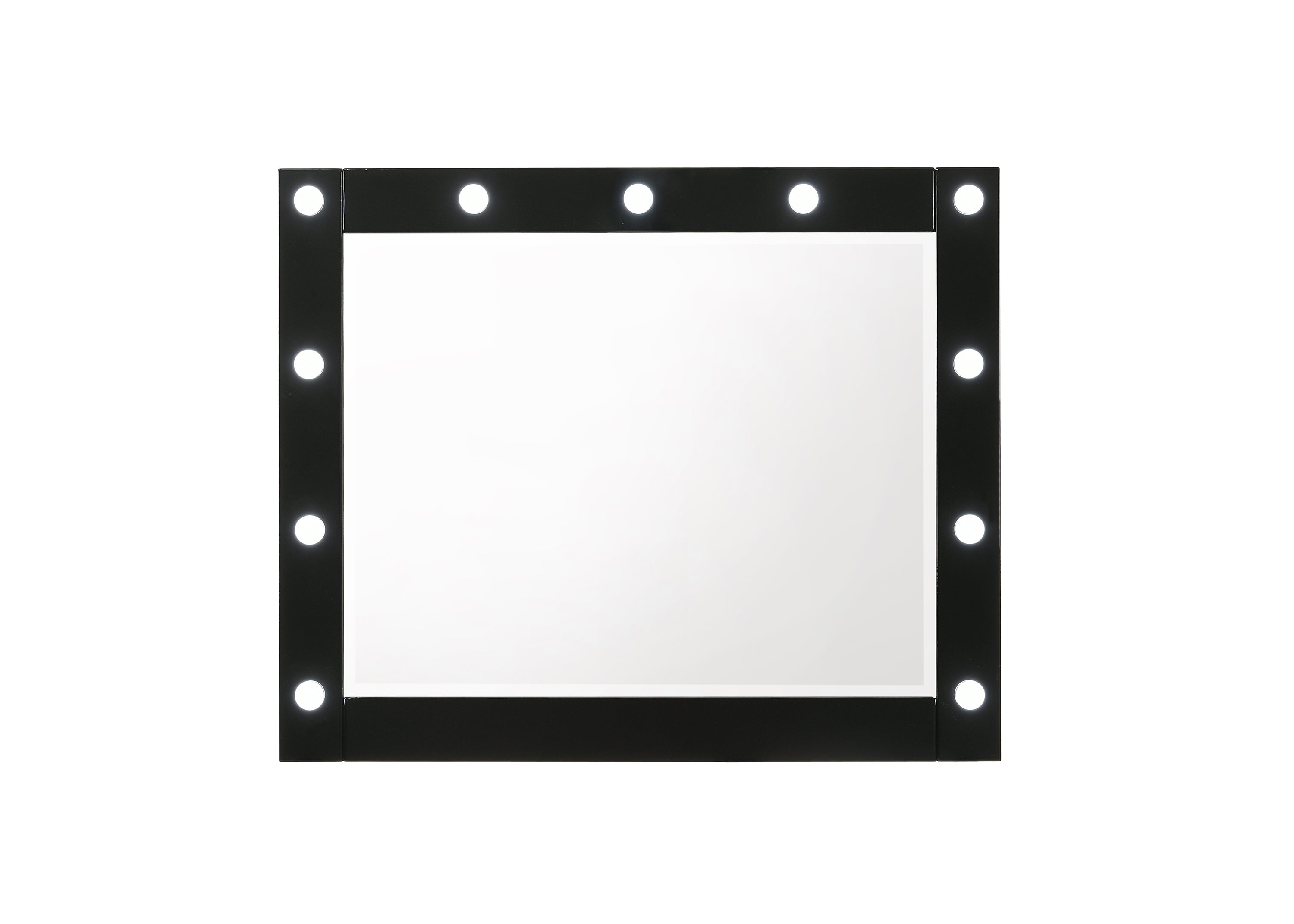 1pc Glam LED Lights in Frame Mirror Vanity Top Landscape Mirror Black