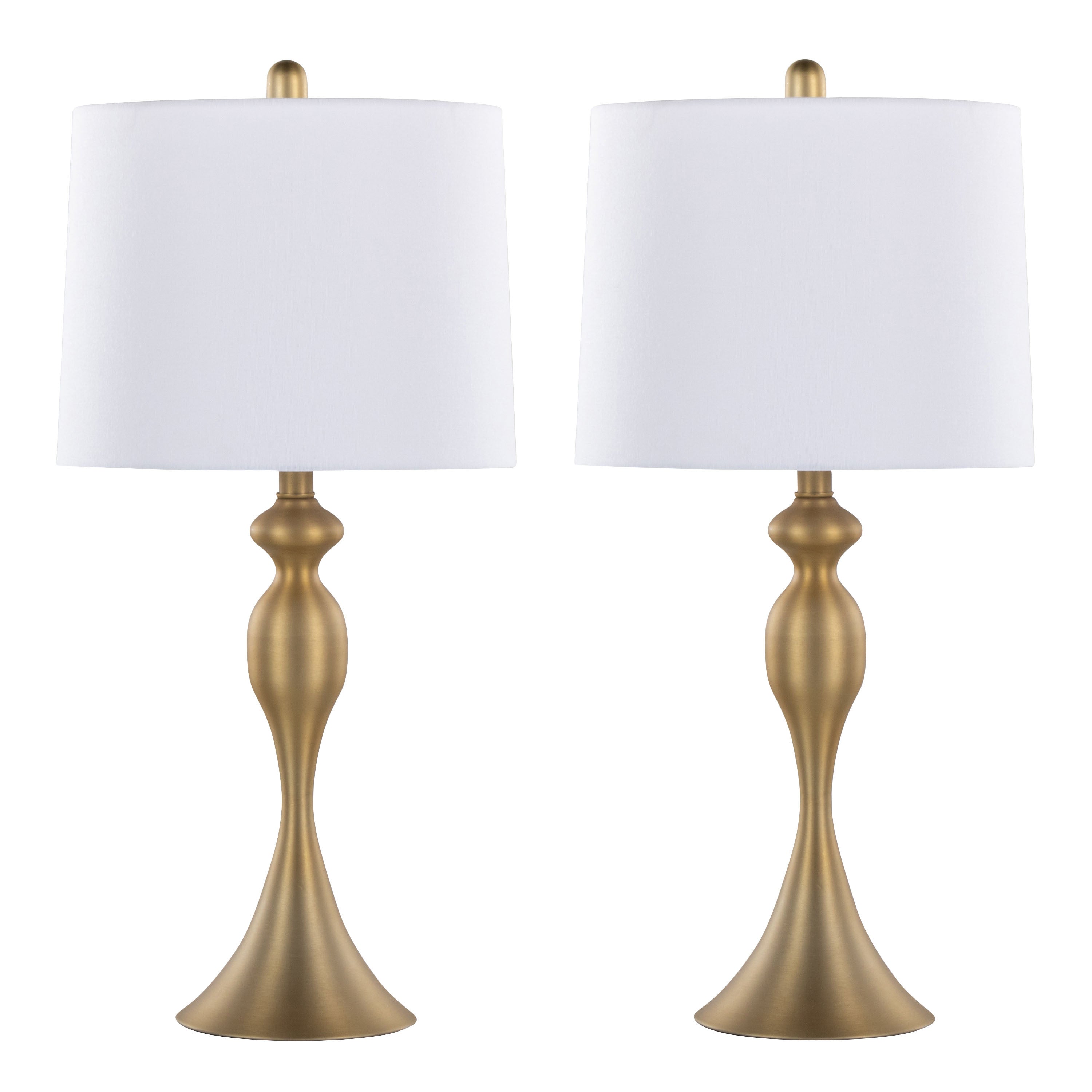 Ashland 27' Contemporary Metal Table Lamp in Gold Metal with White Linen Shade from Grandview Gallery by LumiSource - Set of 2