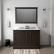 Espresso Double Bath Vanity 48 in. W x 22 in. D, Cultured Marble Top, and Faucet Set