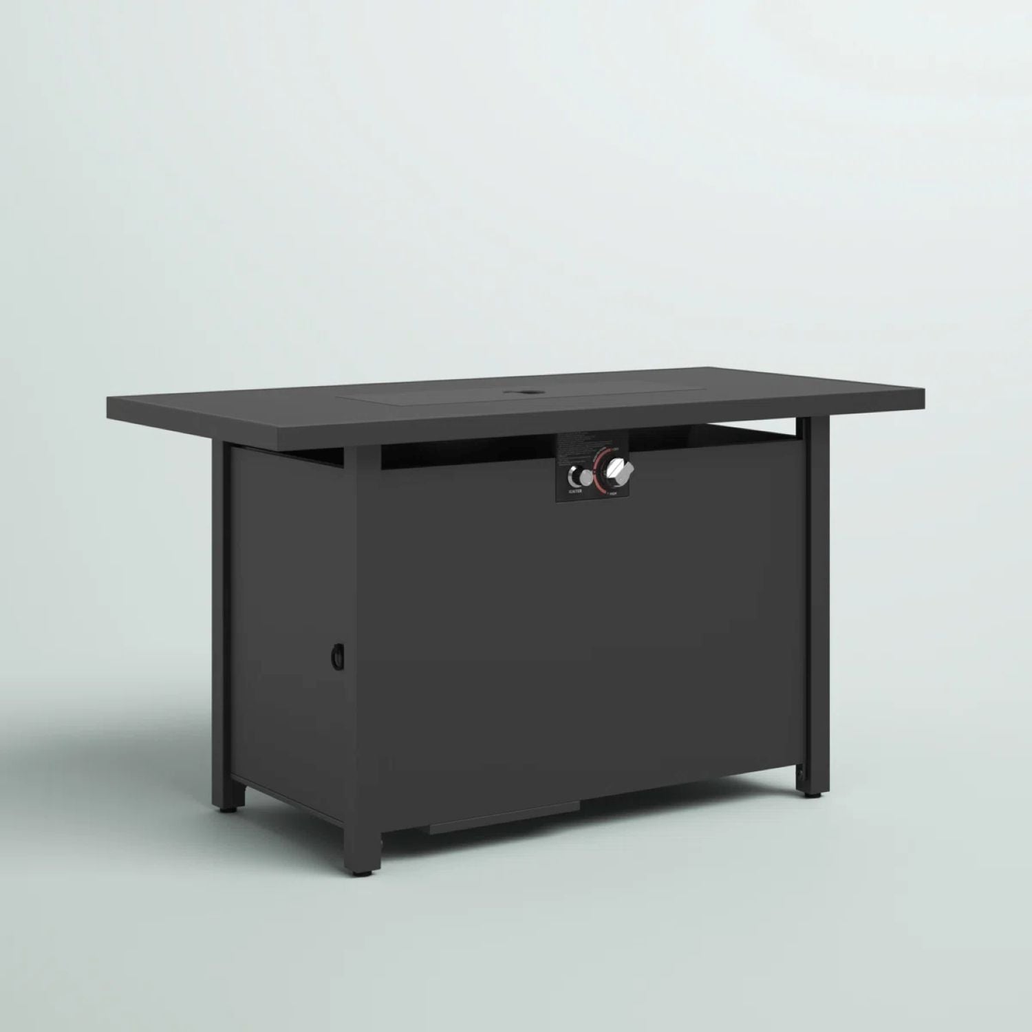 Modern Steel Outdoor Fire Pit Table with Lid, Weather-Resistant, Dark Grey, 25' H x 42' W