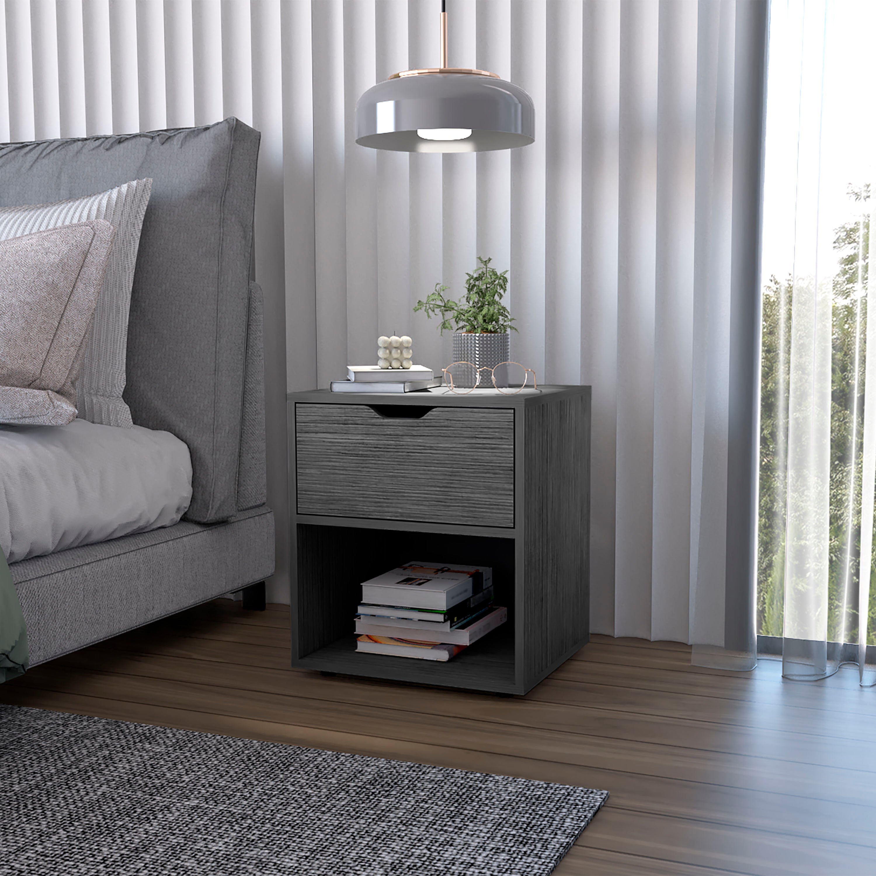 Light Gray Elegant Drawer Nightstand