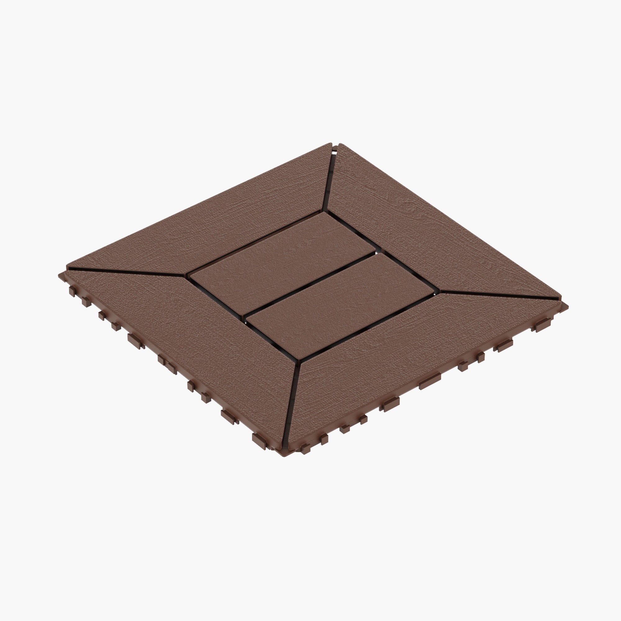 DIY Interlocking Balcony Deck Tiles, Red Brown, Polypropylene, 12 Inch