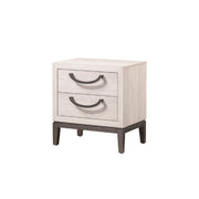1pc Unique Design Contemporary Sleek Beige White Finish Nightstand 2- Drawers Storage Bedroom Wooden Furniture Solid Wood