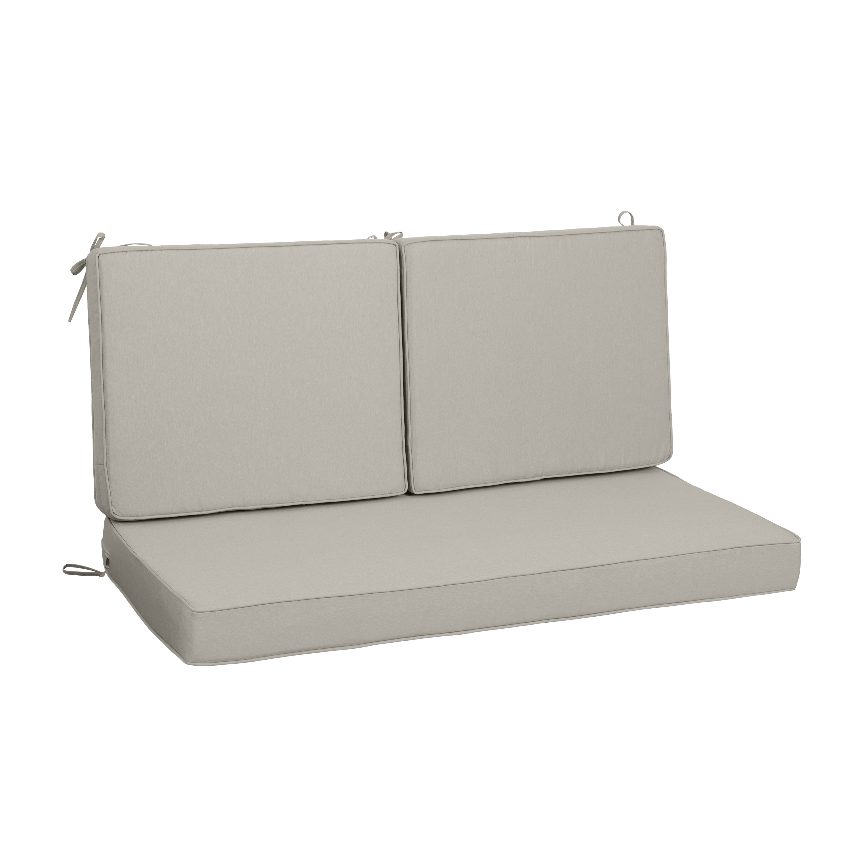 Set of 3 Outdoor Loveseat Cushion Set 48 x 24 Inch, Waterproof & 3-Year Fade-Resistant Patio Furniture Cushions with Removable Cover, Ties and Hidden Zipper - Beige