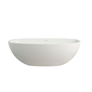 Solid Surface Freestanding Bathtub for Bathroom Soaking, Matte White, Stone Resin, 65.2 Inch