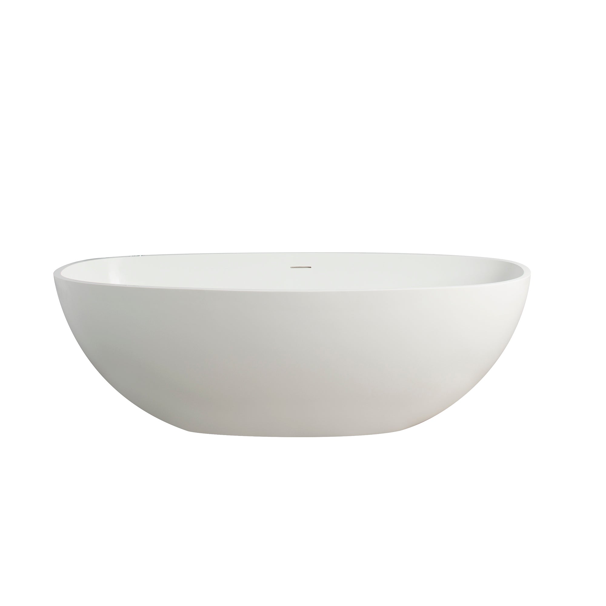 Solid Surface Freestanding Bathtub for Bathroom Soaking, Matte White, Stone Resin, 65.2 Inch