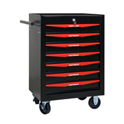 Rolling Metal Tool Chest with 7 Drawers, 20' Steel Storage Cabinet with Ball Bearing Slides, Black and Red Finish