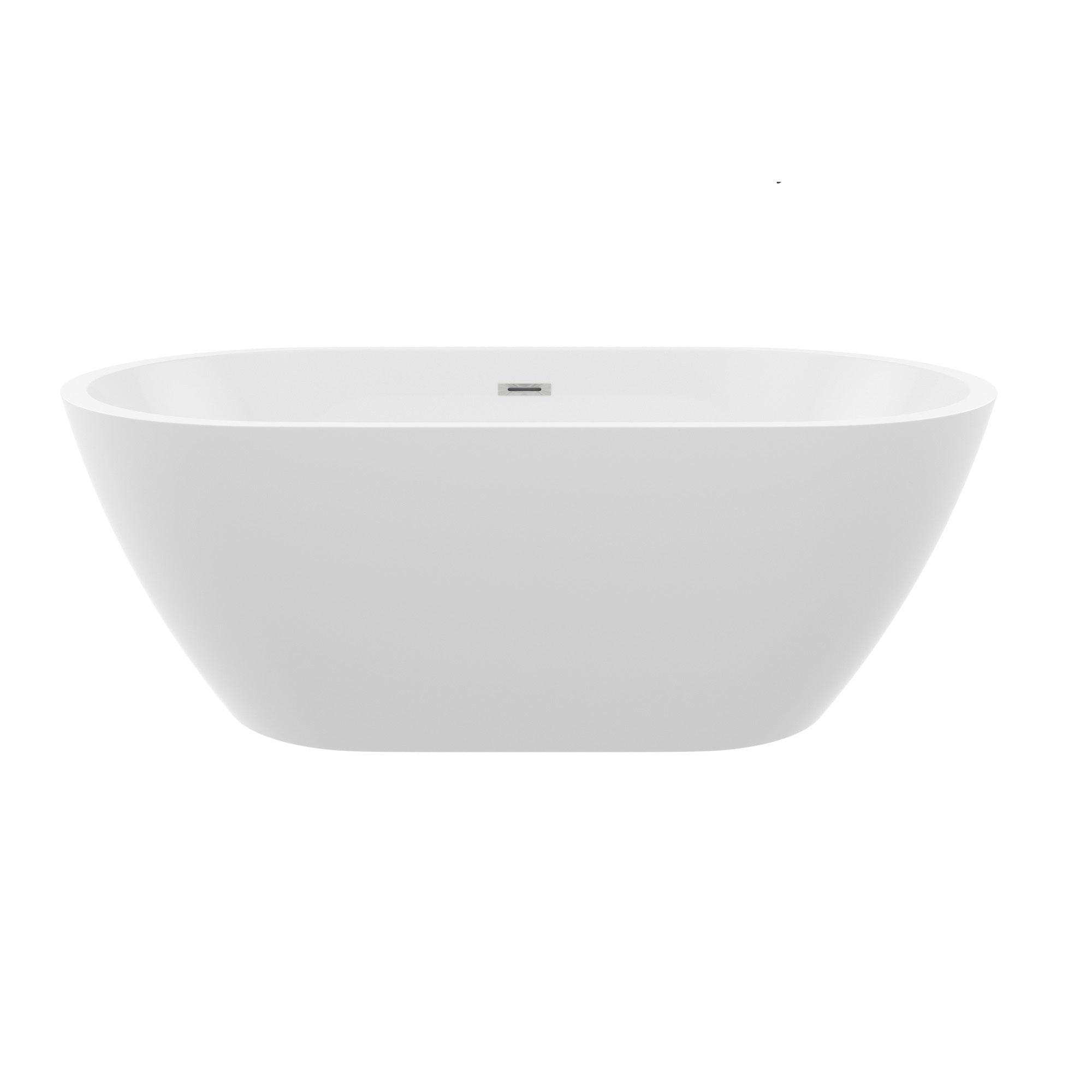 59' Acrylic Freestanding Bathtub, Elegant Oval Shape Soaking Bathtub, Glossy White, Chrome Overflow & Pop-Up Drain