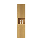 MITCH 59' Tall Bathroom Wall Mounted Cabinet, Narrow Storage Cabinet with Doors and Shelves, Suitable for Small Spaces, Applicable to Bathroom, Living Rooms and Laundry, Corolla Oak Woodgrain Color