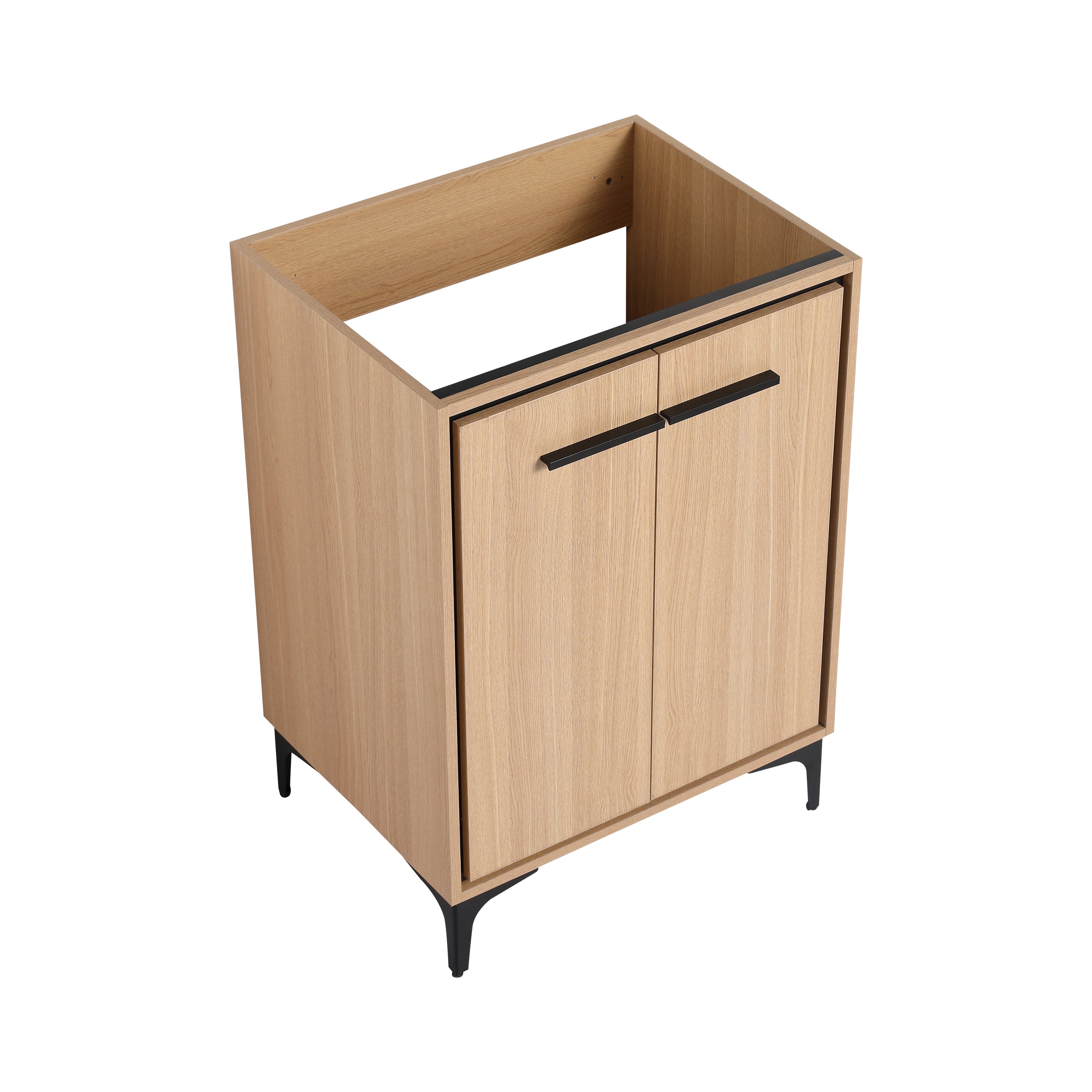 Modern Oak Bathroom Vanity Cabinet with Soft Closing Doors, Plywood, 24''