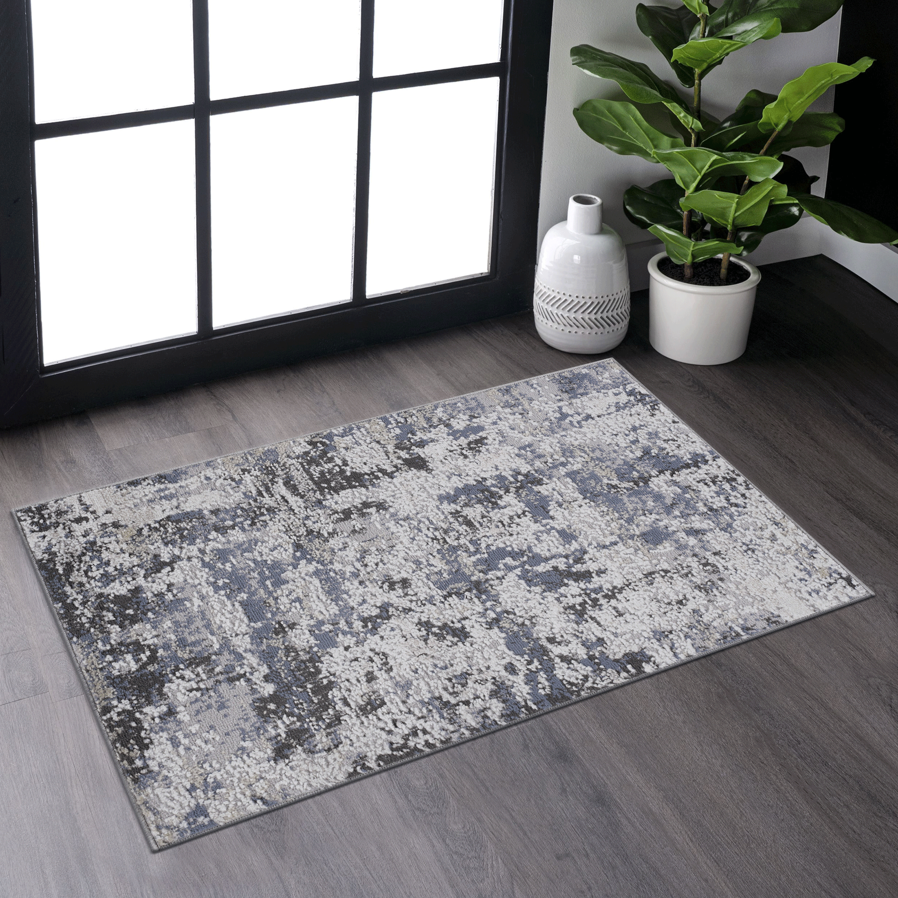 LOOM & LUXE Collection 2X3 Grey/Denim/Traditional Non-Shedding Living Room Bedroom Dining Home Office Stylish and Stain Resistant Area Rug