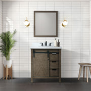 Rustic Brown Bath Vanity 30 in. W x 22 in. D, White Quartz Countertop and Faucet Set
