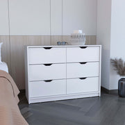 Dresser 30'H, 4 Drawer Dresser with 2 Lower Cabinets, Drawer Chest, White