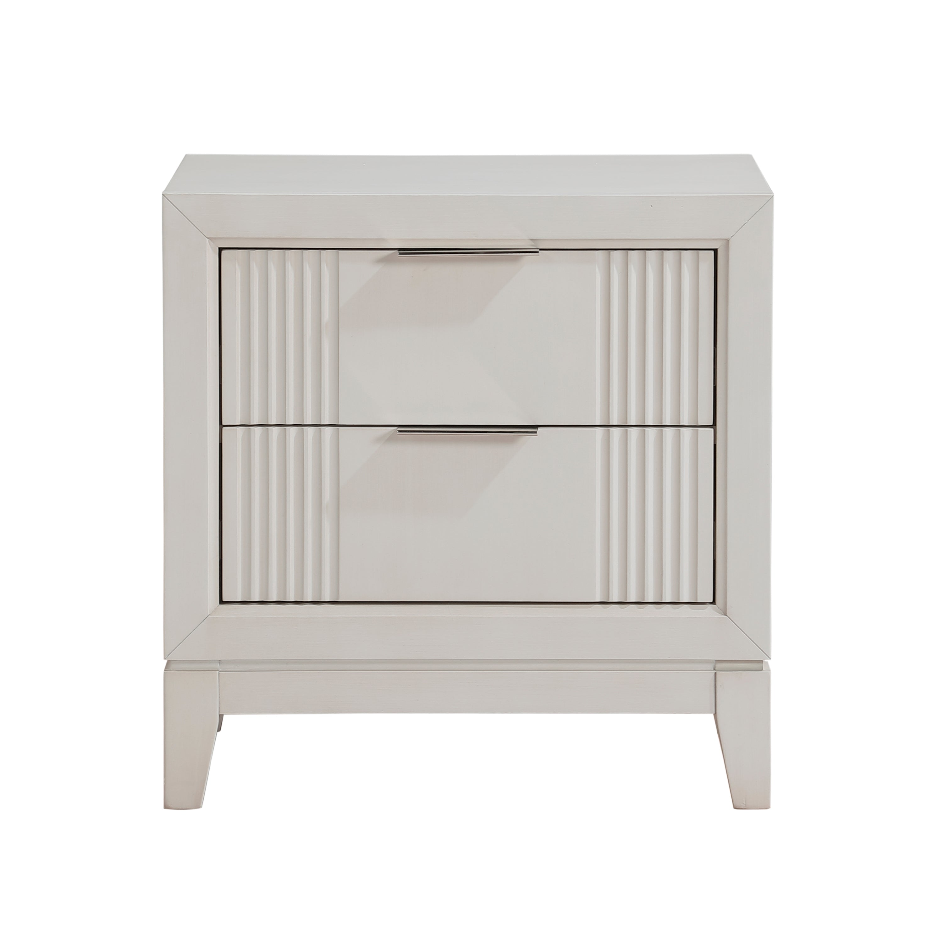 Antique White Finish 1pc Nightstand with 2x Drawers Modern Bedroom Furniture, Reeded Fronts, Bedside Cabinet with Drawers